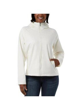 32 Degrees  Women's L Ivory Full-Zip Hooded Soft shell Windbreak Jacket a2391